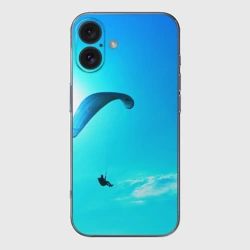 Чехол для iPhone 16 силиконовый с защитой камеры Прыжок с парапланом