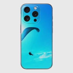Чехол для iPhone 15 Pro Max силиконовый с защитой камеры Прыжок с парапланом
