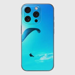 Чехол для iPhone 15 Pro силиконовый с защитой камеры Прыжок с парапланом