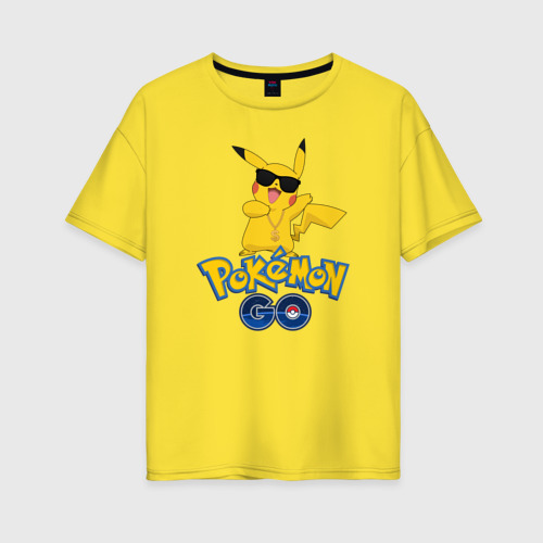 Женская футболка хлопок Oversize с принтом Pokemon GO, вид спереди #2