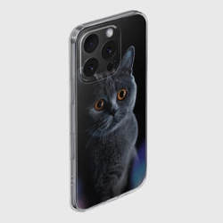 Чехол для iPhone 16 Pro Max силиконовый с защитой камеры Британец кот удивлён - фото 2