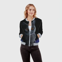 Женский бомбер 3D Британец кот удивлён - фото 2
