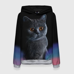 Женская толстовка 3D Британец кот удивлён