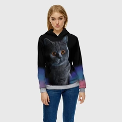 Женская толстовка 3D Британец кот удивлён - фото 2