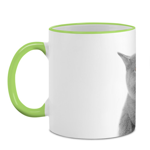 Кружка с полной запечаткой Британец кот смотрит наверх, цвет Кант светло-зеленый - фото 2
