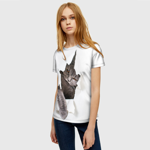 Женская футболка 3D Британец кот рвётся наружу, цвет 3D печать - фото 3