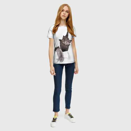 Женская футболка 3D Британец кот рвётся наружу - фото 5