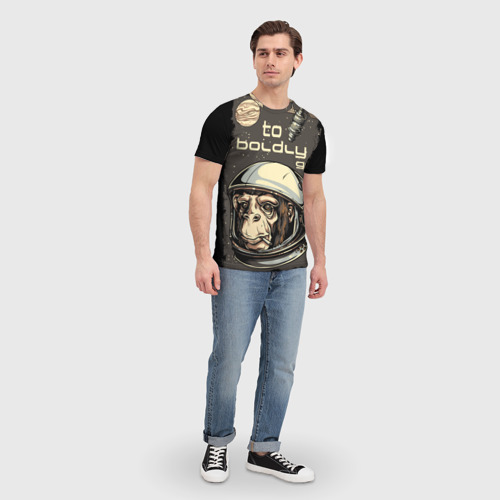 Мужская футболка 3D Космо мартышка, цвет 3D печать - фото 5