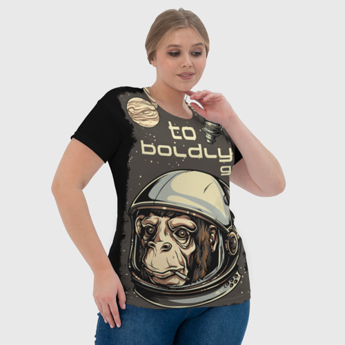 Женская футболка 3D Космо мартышка - фото 6