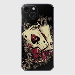 Чехол для iPhone 15 силиконовый с защитой камеры Карты дьявола