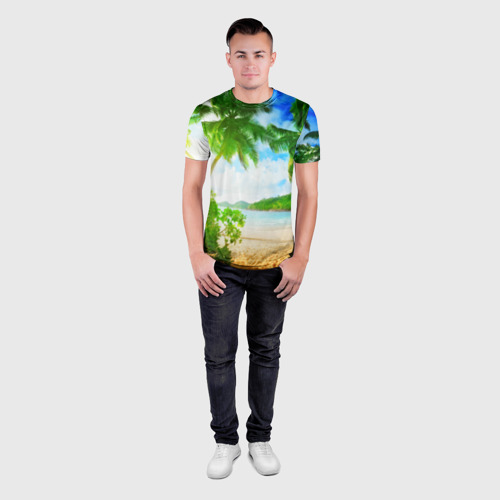 Мужская футболка 3D Slim Тропики, цвет 3D печать - фото 4