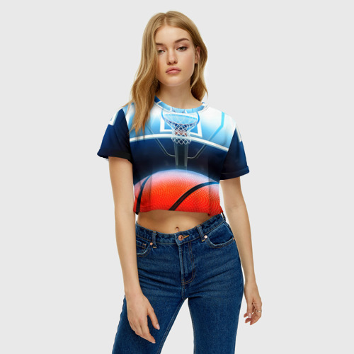 Женская футболка Crop-top 3D Баскетбол, цвет 3D печать - фото 4