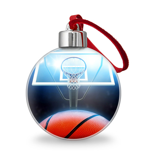 Ёлочный шар с принтом Баскетбол, вид спереди №1