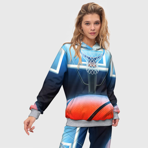 Женский костюм с толстовкой 3D Баскетбол, цвет меланж - фото 3