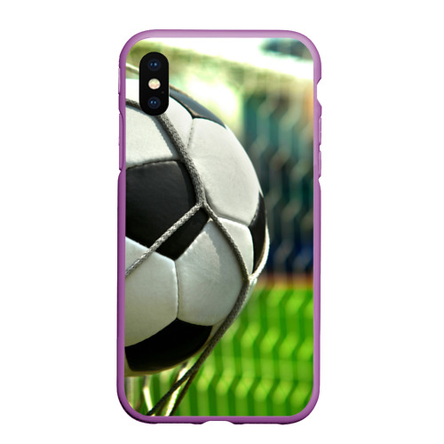 Чехол для iPhone XS Max матовый Футбол, цвет фиолетовый