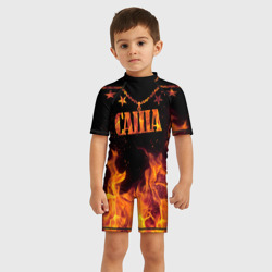 Детский купальный костюм 3D Саша огонь и цепь на шее - фото 2