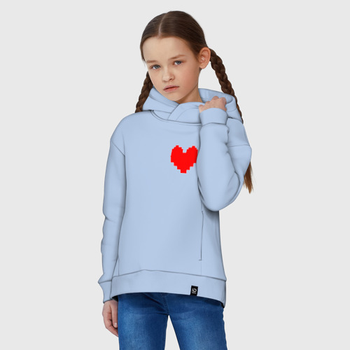 Детское худи Oversize хлопок Undertale Heart, цвет мягкое небо - фото 3