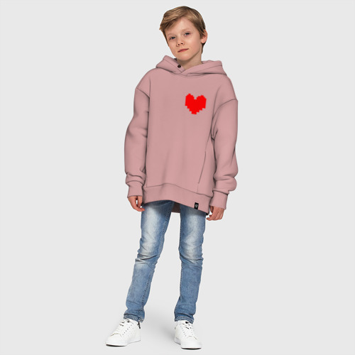 Детское худи Oversize хлопок Undertale Heart, цвет пыльно-розовый - фото 11