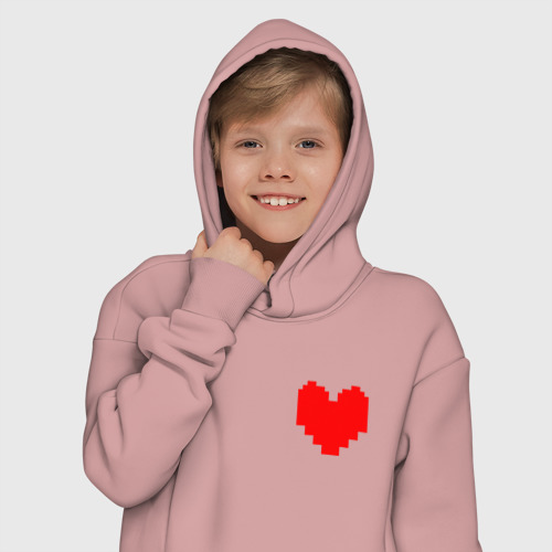 Детское худи Oversize хлопок Undertale Heart, цвет пыльно-розовый - фото 12