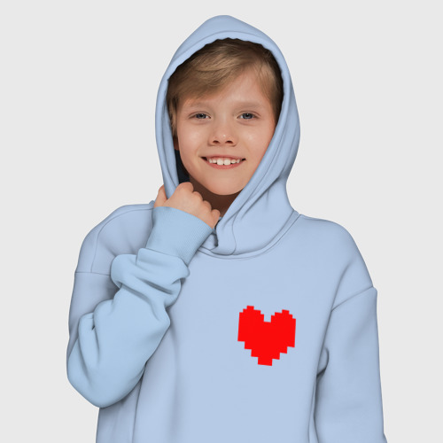 Детское худи Oversize хлопок Undertale Heart, цвет мягкое небо - фото 12