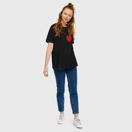 Женская футболка хлопок Oversize Undertale Heart, цвет черный - фото 5