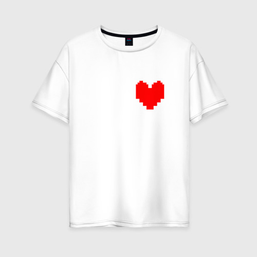 Женская футболка из хлопка оверсайз с принтом Undertale Heart, вид спереди №1