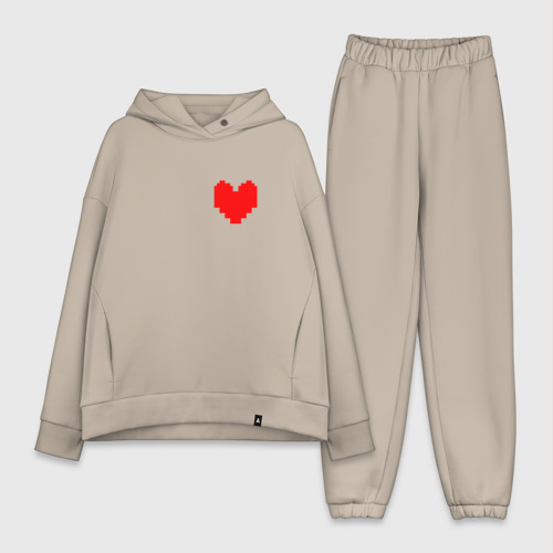 Женский костюм хлопок Oversize Undertale Heart, цвет миндальный