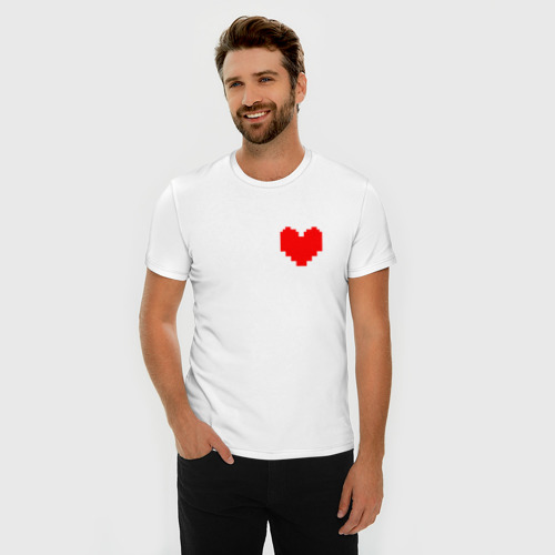 Мужская футболка хлопок Slim Undertale Heart, цвет белый - фото 3