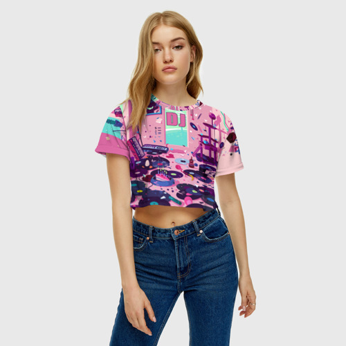 Женская футболка Crop-top 3D DJ, цвет 3D печать - фото 3