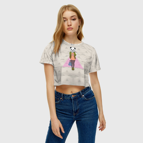 Женская футболка Crop-top 3D Хипстер 2, цвет 3D печать - фото 3
