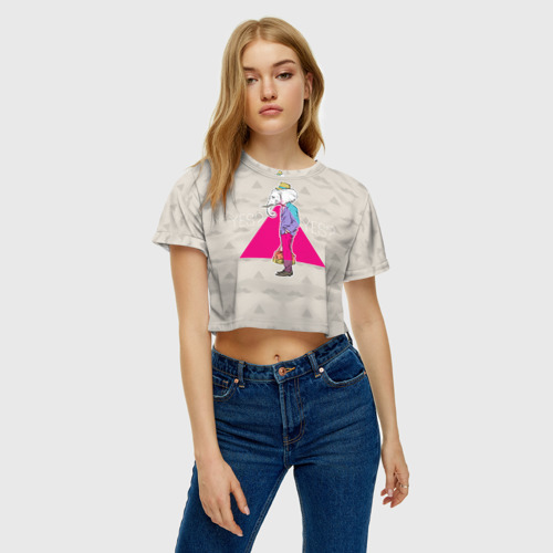Женская футболка Crop-top 3D Хипстер 6, цвет 3D печать - фото 3