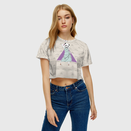 Женская футболка Crop-top 3D Хипстер 14, цвет 3D печать - фото 3