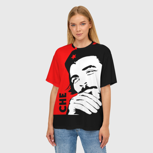 Женская футболка oversize 3D Че Гевара, цвет 3D печать - фото 3