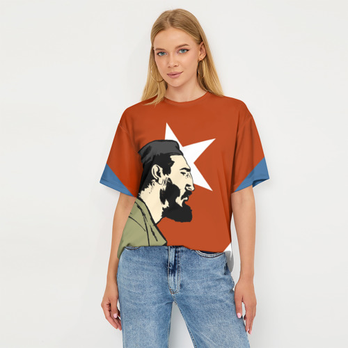 Женская футболка oversize 3D Куба - Фидель, цвет 3D печать - фото 5