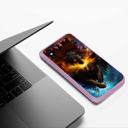 Чехол для iPhone XS Max матовый Космоволк, цвет сиреневый - фото 5