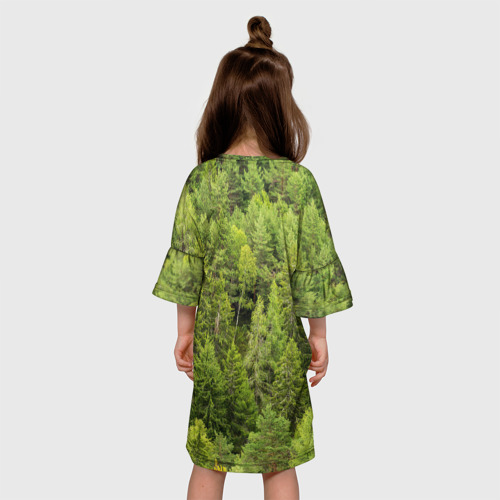 Детское платье 3D с принтом Тайга, вид сзади #2