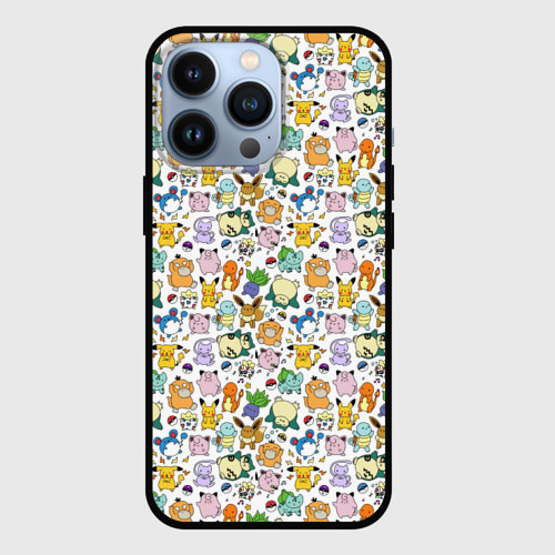 Чехол для iPhone 13 Pro Pokemon Doodle Big, цвет черный