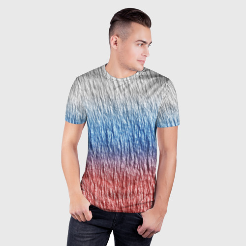 Мужская футболка 3D Slim Текстура стены ,флаг, цвет 3D печать - фото 3