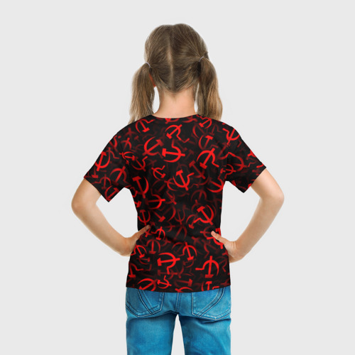 Детская футболка 3D с принтом Серп и молот 2, вид сзади #2