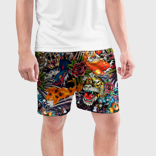 Мужские шорты спортивные Dsquared tatoo, цвет 3D печать - фото 3
