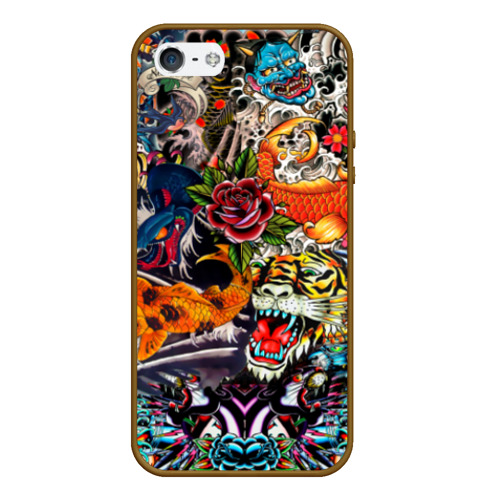 Чехол для iPhone 5/5S матовый Dsquared tatoo, цвет коричневый