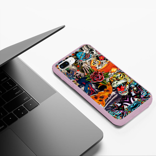 Чехол для iPhone 7Plus/8 Plus матовый Dsquared tatoo, цвет розовый - фото 5