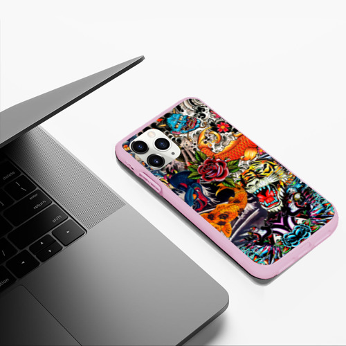 Чехол для iPhone 11 Pro Max матовый Dsquared tatoo, цвет розовый - фото 5