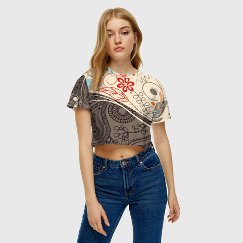 Женская футболка Crop-top 3D Прованс, цвет 3D печать - фото 4