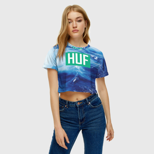 Женская футболка Crop-top 3D HUF, цвет 3D печать - фото 3