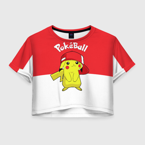 Женская футболка Crop-top 3D Pokeball, цвет 3D печать