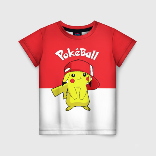 Детская футболка 3D с принтом Pokeball, вид спереди #2