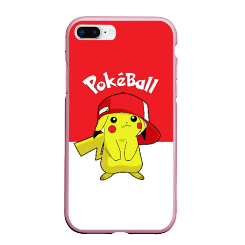 Чехол для iPhone 7Plus/8 Plus матовый Pokeball, цвет розовый