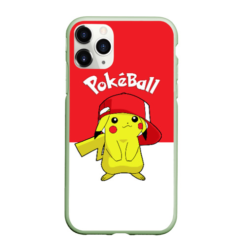 Чехол для iPhone 11 Pro матовый Pokeball, цвет салатовый