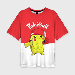 Женская футболка oversize 3D Pokeball